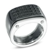 Men's 0.19 CT. T.W. Black Diamond Multi-Row Band in Stainless Steel with Black IP|Peoples Jewellers