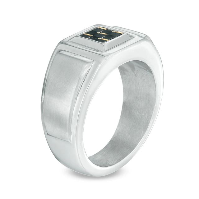 Men's Two-Tone Carbon Fiber Ring in Stainless Steel - Size 10|Peoples Jewellers