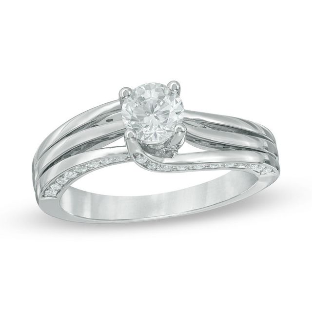 0.75 CT. T.W. Certified Canadian Diamond Split Shank Engagement Ring in 14K White Gold (I/I1)|Peoples Jewellers