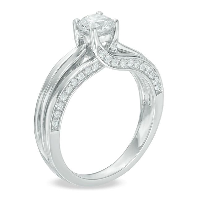 0.75 CT. T.W. Certified Canadian Diamond Split Shank Engagement Ring in 14K White Gold (I/I1)