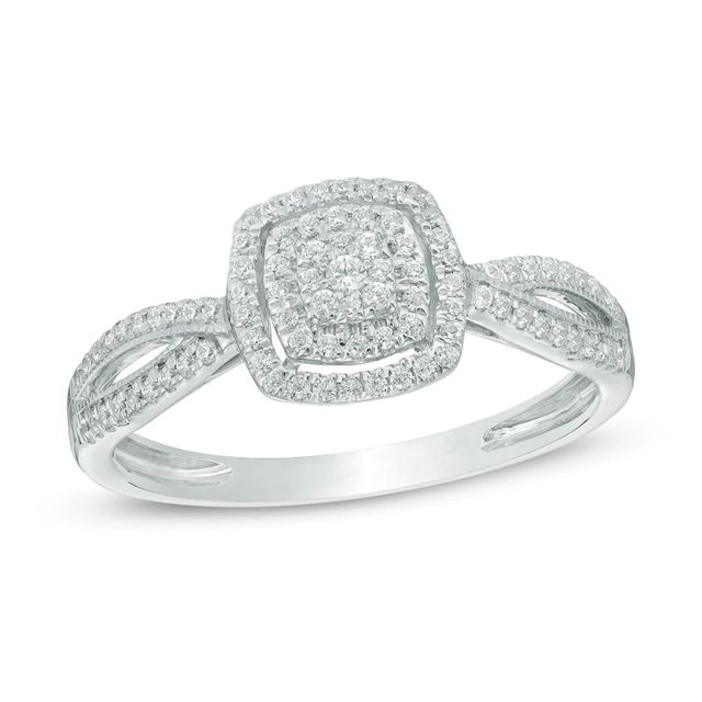 0.20 CT. T.W. Composite Diamond Frame Promise Ring in 10K White Gold|Peoples Jewellers