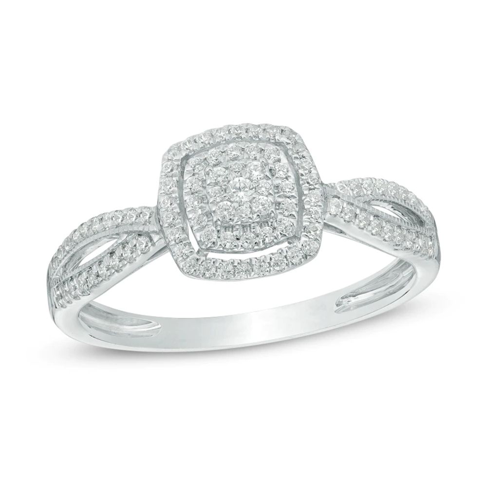 0.20 CT. T.W. Composite Diamond Frame Promise Ring in 10K White Gold|Peoples Jewellers