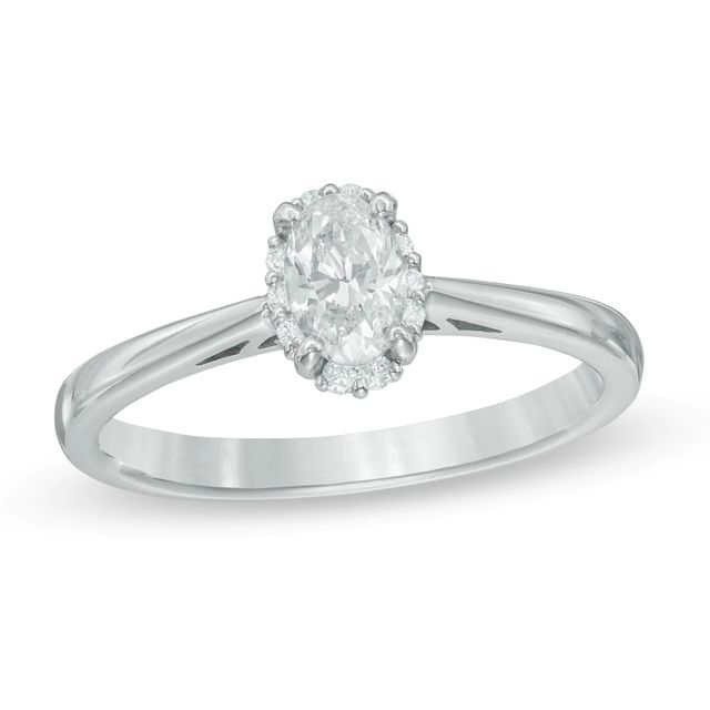 0.60 CT. T.W. Certified Canadian Diamond Frame Engagement Ring in 14K White Gold (I/I1)|Peoples Jewellers