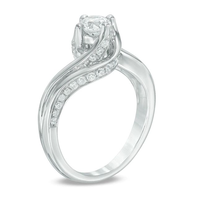 Celebration Ideal 0.75 CT. T.W. Certified Diamond Bypass Engagement Ring in 14K White Gold (I/I1)|Peoples Jewellers