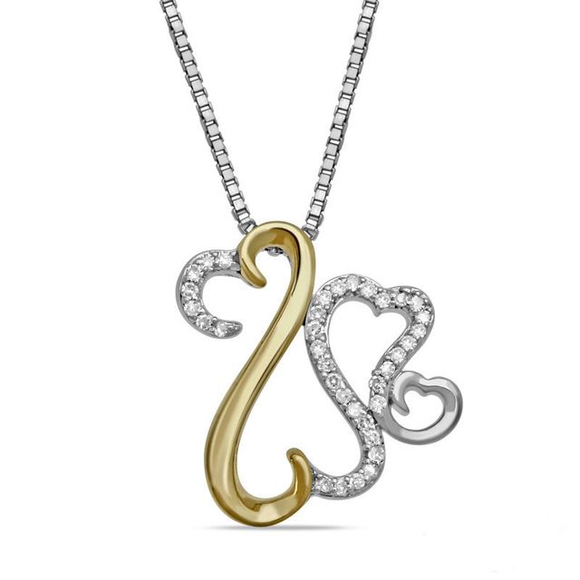 Open Hearts by Jane Seymour™ 0.10 CT. T.W. Diamond Motherly Love Pendant in Sterling Silver and 10K Gold|Peoples Jewellers