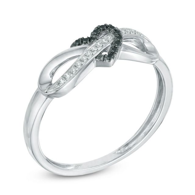 0.06 CT. T.W. Black and White Diamond Infinity Heart Wrapped Ring in 10K White Gold|Peoples Jewellers