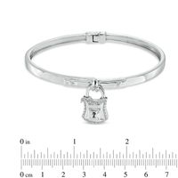 Forever Locking Love™ Diamond Accent Padlock Charm Hinged Bangle in Sterling Silver|Peoples Jewellers