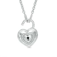 Forever Locking Love™ Diamond Accent Heart-Shaped Padlock and Key Necklace in Sterling Silver - 32"|Peoples Jewellers