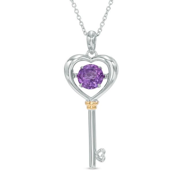 Unstoppable Love™ 6.0mm Amethyst Heart-Top Key Pendant in Sterling Silver and 14K Gold Plate|Peoples Jewellers