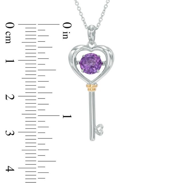 Unstoppable Love™ 6.0mm Amethyst Heart-Top Key Pendant in Sterling Silver and 14K Gold Plate|Peoples Jewellers