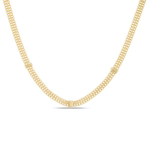 Bar Station Fancy Chain Necklace in 10K Gold - 17.75"|Peoples Jewellers