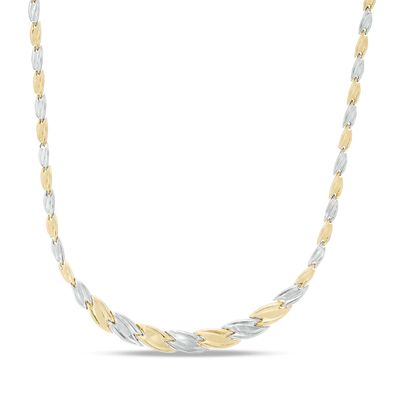 Graduated Twist Stampato Necklace in 10K Two-Tone Gold - 17"|Peoples Jewellers