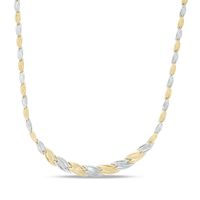 Graduated Twist Stampato Necklace in 10K Two-Tone Gold - 17"|Peoples Jewellers