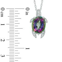 Oval Mystic Fire® Topaz and Diamond Accent Turtle Pendant in Sterling Silver|Peoples Jewellers