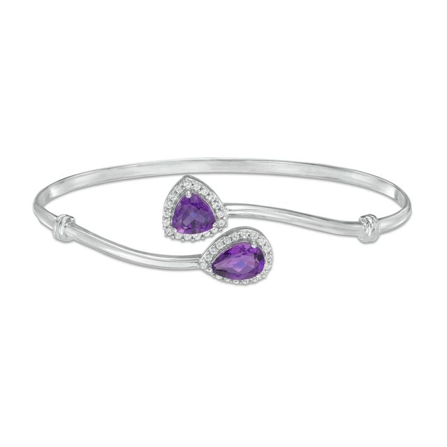 Pear-Shaped and Trillion-Cut Amethyst Flex Slip-On Bangle in Sterling Silver|Peoples Jewellers