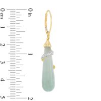 Briolette Jade and Diamond Accent Overlay Teardrop Earrings in 10K Gold