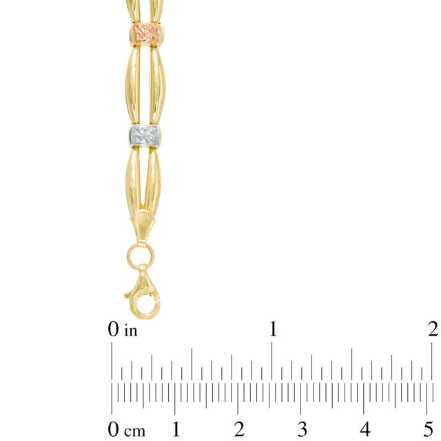 Double Row Stampato Bracelet in 10K Tri-Tone Gold - 7.25"|Peoples Jewellers