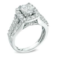 2.00 CT. T.W. Oval Composite Diamond Frame Triple Row Engagement Ring in 14K White Gold|Peoples Jewellers