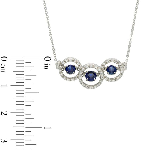 Unstoppable Love™ Lab-Created Blue and White Sapphire Circle Frame Three Stone Necklace in Sterling Silver|Peoples Jewellers