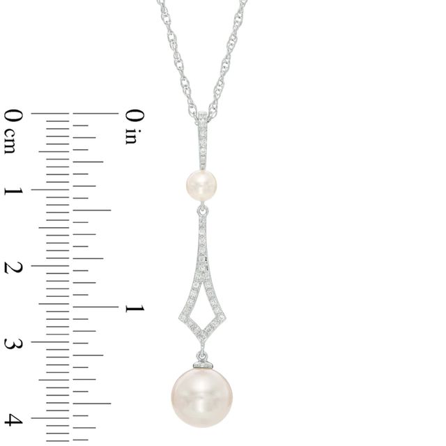 4.0-9.0mm Freshwater Cultured Pearl and White Topaz Drop Pendant in Sterling Silver|Peoples Jewellers