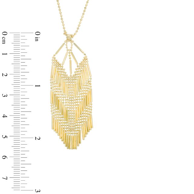 Beaded Mesh Dangle Pendant in 10K Gold - 17"|Peoples Jewellers