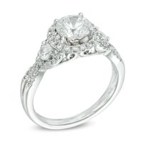 Celebration Canadian Ideal 1.50 CT. T.W. Certified Diamond Frame Twist Shank Engagement Ring in 14K White Gold (I/I1)|Peoples Jewellers