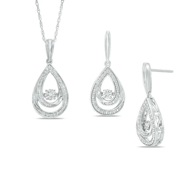 Unstoppable Love™ Diamond Accent Pear-Shaped Earrings and Pendant Set in Sterling Silver