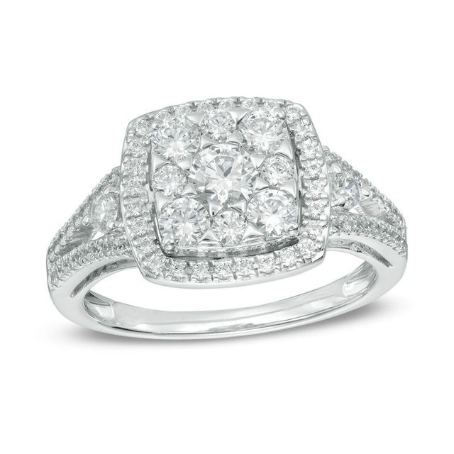 1.00 CT. T.W. Composite Diamond Square Frame Engagement Ring in 14K White Gold