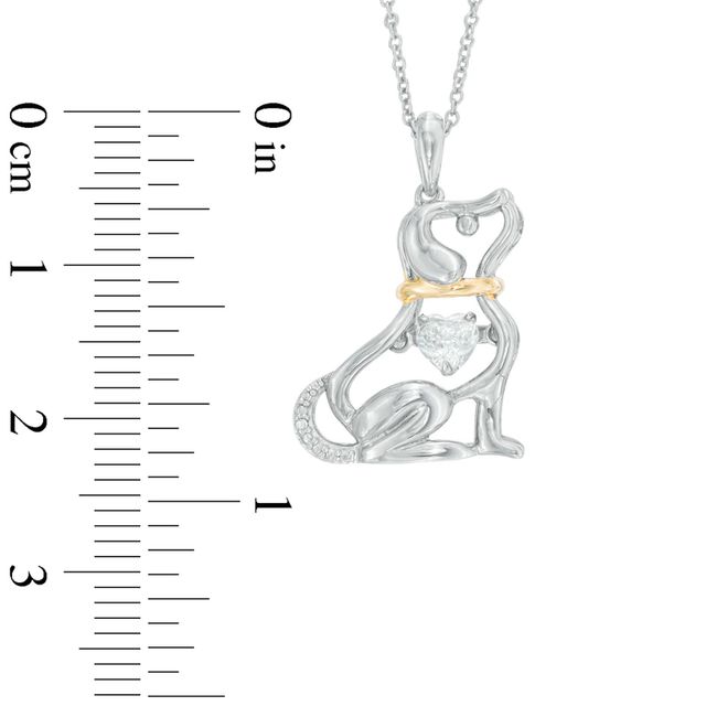 Unstoppable Love™ 4.0mm Heart-Shaped Lab-Created White Sapphire Dog Pendant in Sterling Silver and 14K Gold Plate|Peoples Jewellers