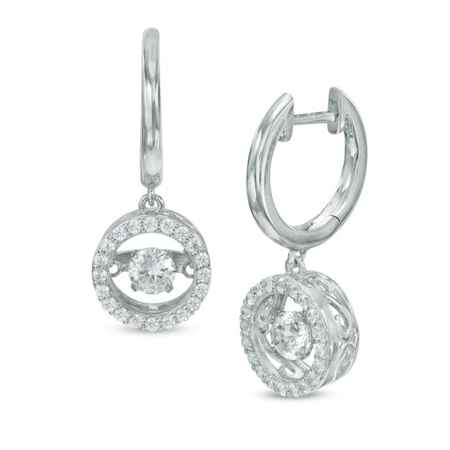Unstoppable Love™ 4.0mm Lab-Created White Sapphire Circle Frame Drop Earrings in Sterling Silver|Peoples Jewellers