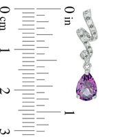 Pear-Shaped Amethyst and Lab-Created White Sapphire Ribbon Pendant and Earrings Set in Sterling Silver|Peoples Jewellers