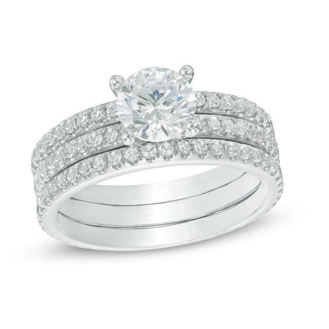 2.00 CT. T.W. Diamond Three Piece Bridal Set in 14K White Gold