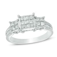 1.00 CT. T.W. Princess-Cut Composite Diamond Three Stone Engagement Ring in 10K White Gold|Peoples Jewellers