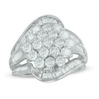 2.00 CT. T.W. Diamond Cluster Multi-Row Bypass Ring in 10K White Gold|Peoples Jewellers