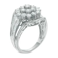 2.00 CT. T.W. Diamond Cluster Multi-Row Bypass Ring in 10K White Gold|Peoples Jewellers