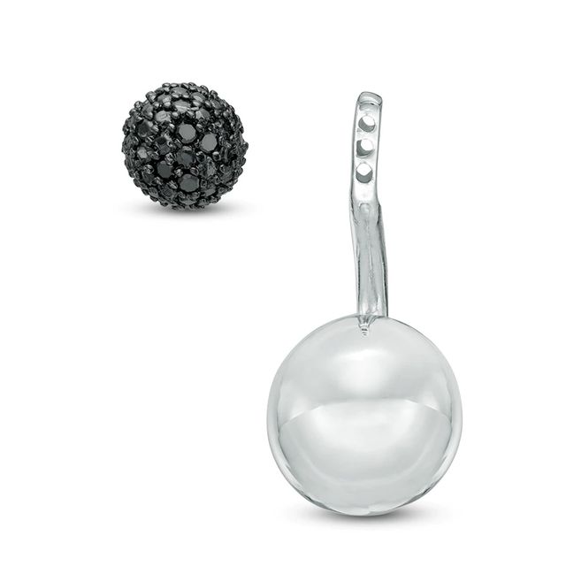 0.06 CT. T.W. Black Diamond Drop Jacket Earrings in Sterling Silver|Peoples Jewellers