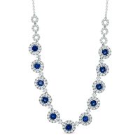 5.0mm Lab-Created Blue and White Sapphire Frame Necklace in Sterling Silver - 16"|Peoples Jewellers