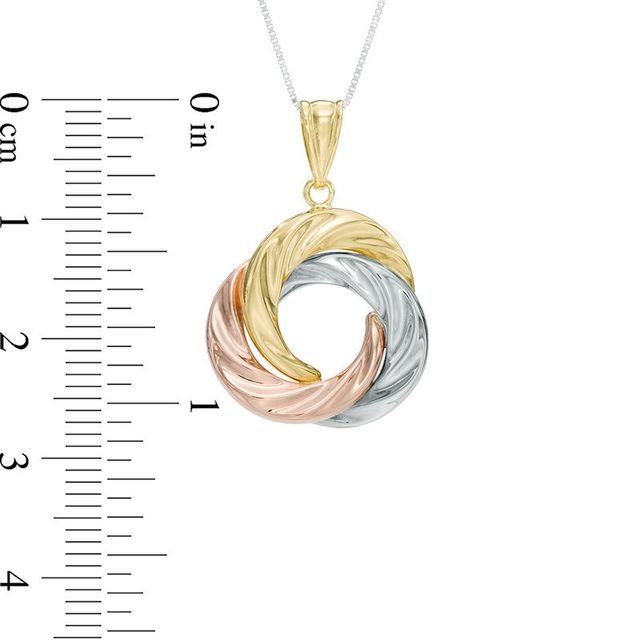 Triple Interlocking Circle Pendant in 10K Tri-Tone Gold|Peoples Jewellers