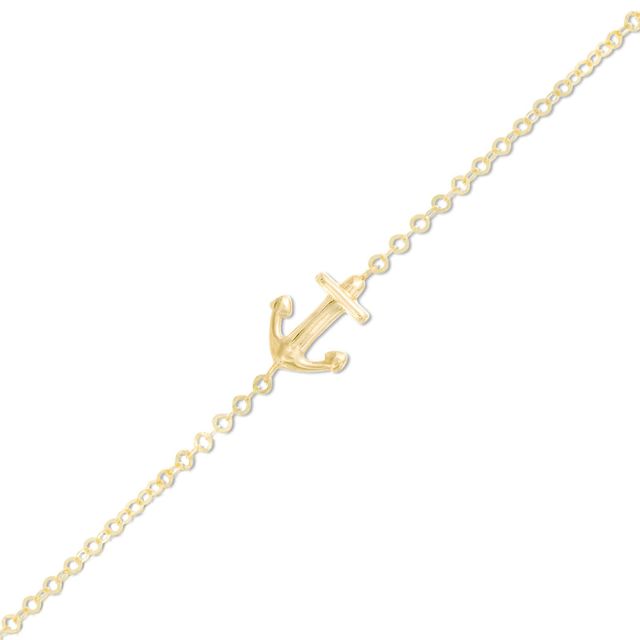 Anchor Anklet in 10K Gold - 10"|Peoples Jewellers
