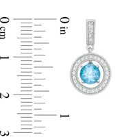 Swiss Blue Topaz and Lab-Created White Sapphire Vintage-Style Circle Pendant and Earrings Set in Sterling Silver|Peoples Jewellers