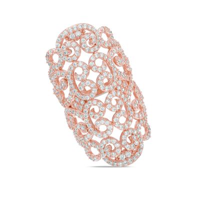 Lab-Created White Sapphire Filigree Ring in Sterling Silver with 18K Rose Gold Plate|Peoples Jewellers