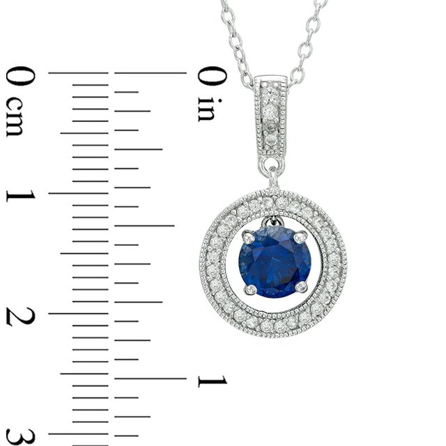 Lab-Created Blue and White Sapphire Frame Pendant and Earrings Set in Sterling Silver|Peoples Jewellers