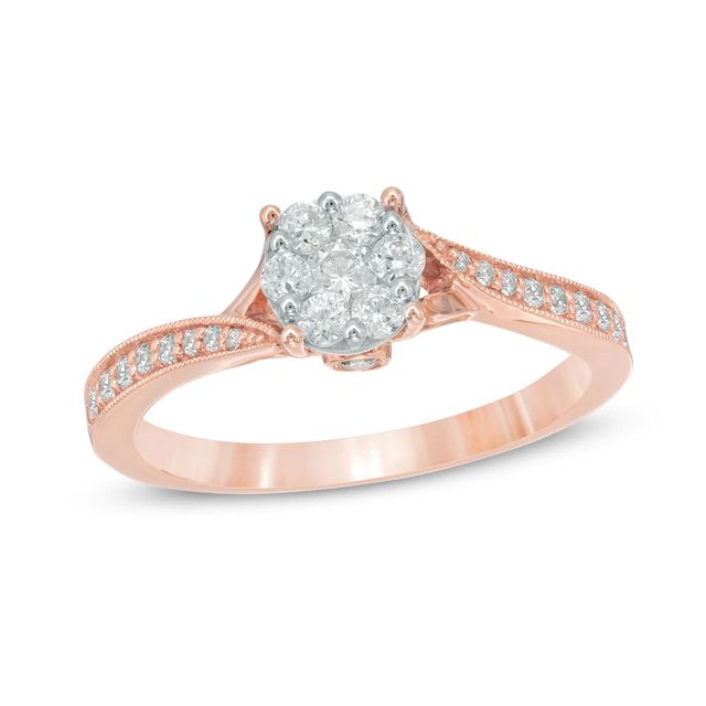 0.49 CT. T.W. Composite Diamond Twist Shank Engagement Ring in 10K Rose Gold|Peoples Jewellers