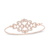 Lab-Created White Sapphire Damask Bangle in Sterling Silver with 18K Rose Gold Plate - 7.25"|Peoples Jewellers