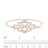 Lab-Created White Sapphire Damask Bangle in Sterling Silver with 18K Rose Gold Plate - 7.25"|Peoples Jewellers