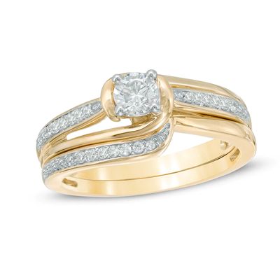 0.40 CT. T.W. Diamond Bypass Split Shank Bridal Set in 10K Gold|Peoples Jewellers