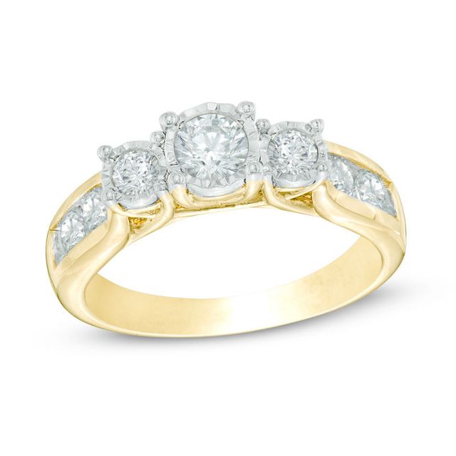 0.95 CT. T.W. Diamond Past Present Future® Miracle Engagement Ring in 10K Gold|Peoples Jewellers