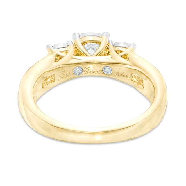 14k Yellow Gold 1.65ctw Lab Diamond (1.50 G/VS2 IGI Ctr) Lab Sapphire Past  Present Future Ring - American Jewelry