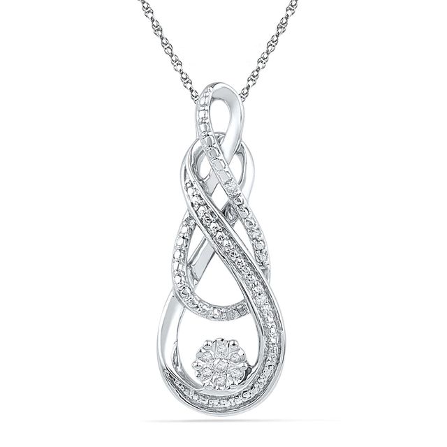 Diamond Accent Cluster Double Infinity Pendant in Sterling Silver|Peoples Jewellers