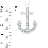 Lab-Created White Sapphire Anchor Pendant in Sterling Silver|Peoples Jewellers